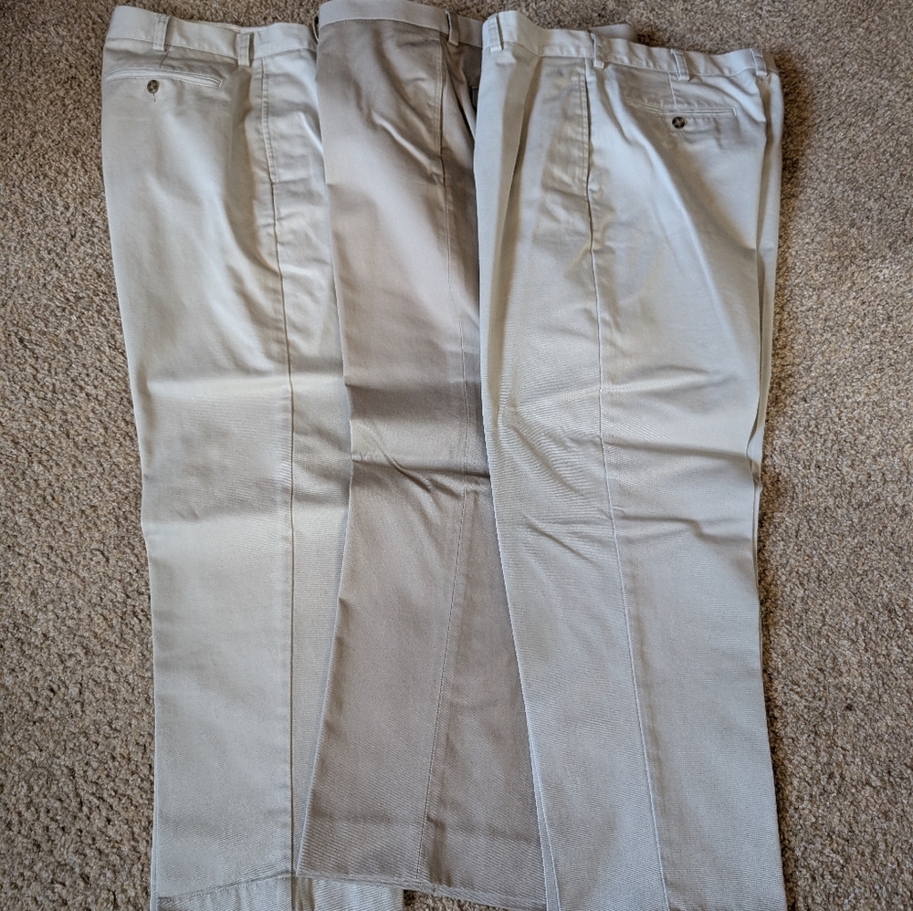 LLBEAN Men's Classic Fit Chino Pants Size 35x29 Lot Of 3 GUC Plain Front $30